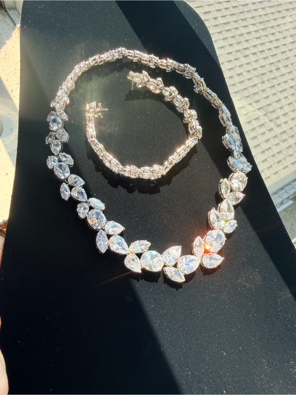 Amazing women’s cubic zirconia necklace perfect for the bride. 16-1/2”